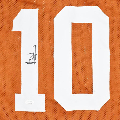 Vince Young Signed Texas College Orange Stats Football Jersey (JSA) - RSA