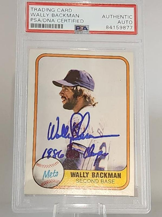 Wally Backman 1981 Fleer #336 Signed Rookie Card 1986 WS Champs PSA Authentic Auto