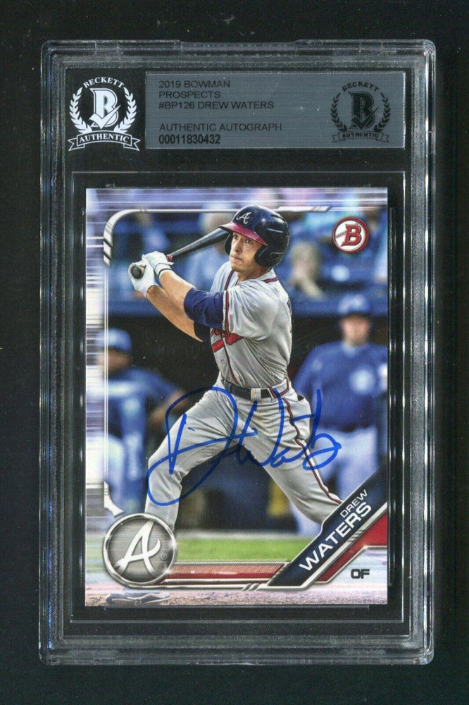 2019 Drew Waters BGS Authentic Autograph Bowman Prospects #BP126 Signed Rookie Baseball Card - RSA