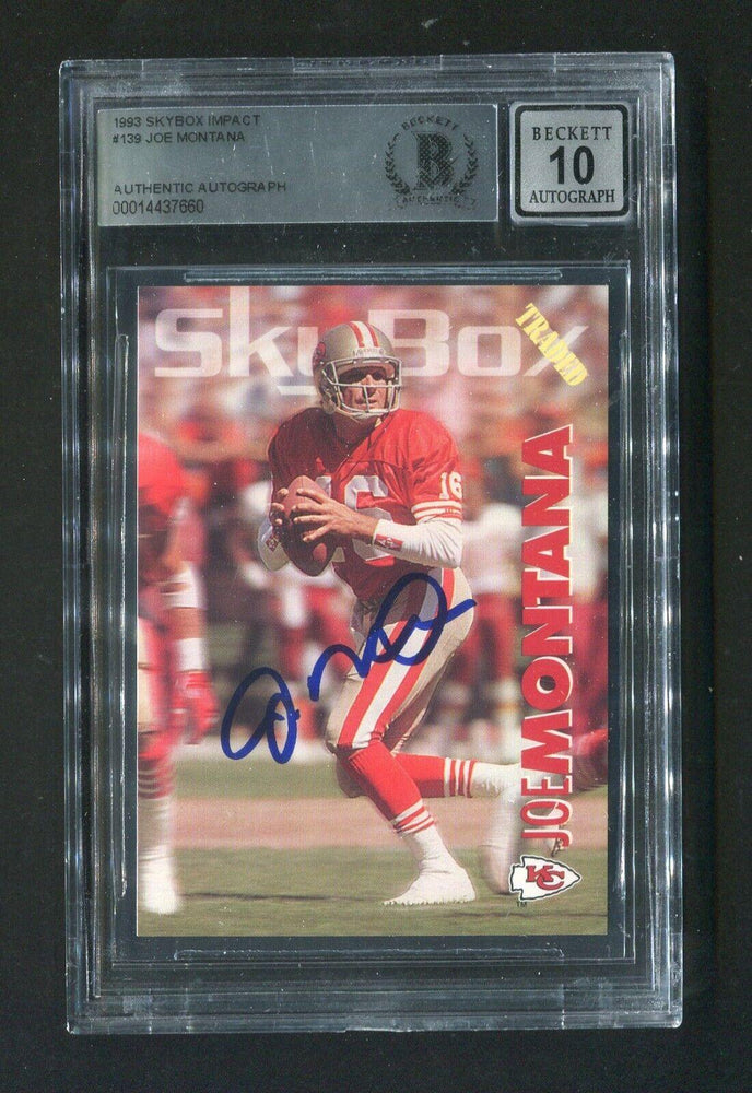 1993 Joe Montana BGS Authentic Autograph Skybox Signed Football Card - RSA