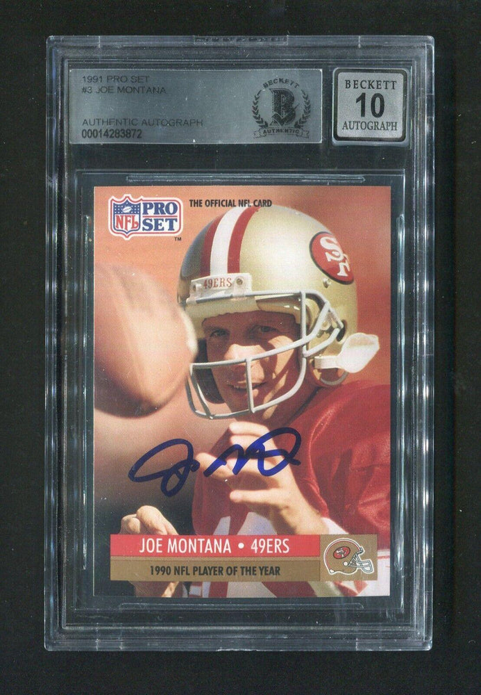 1991 Joe Montana BGS Authentic Autograph Pro Set Signed Football Card - RSA