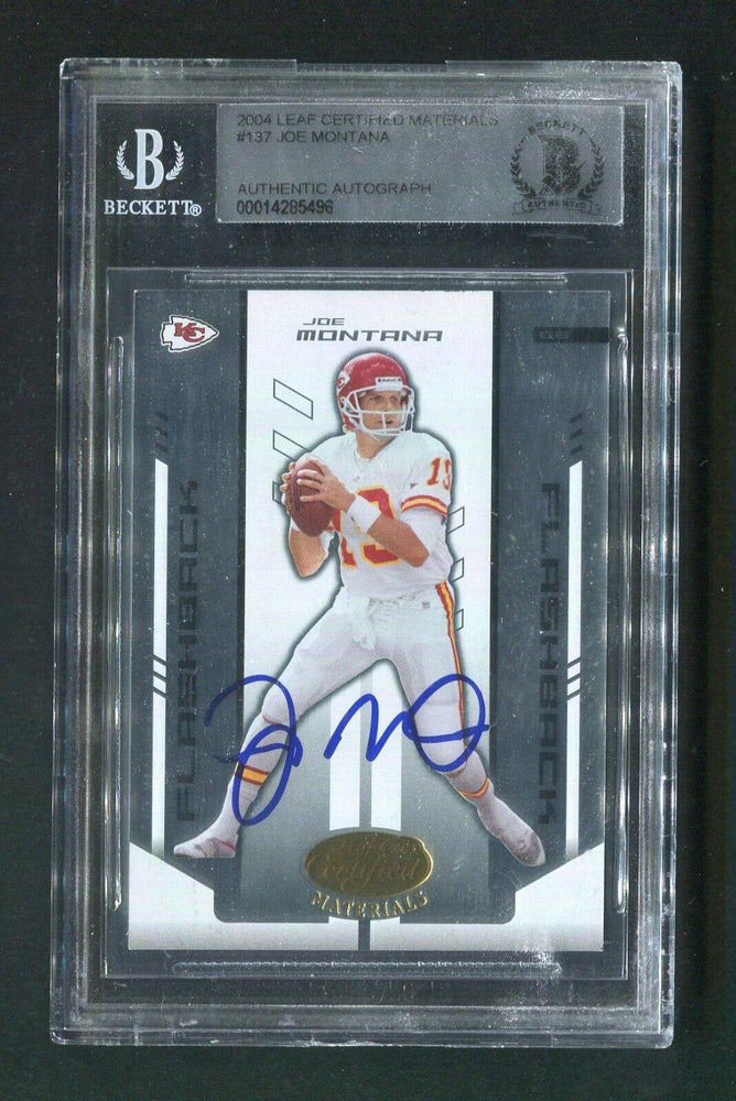 2004 Joe Montana BGS Authentic Autograph Leaf Certified Signed Football Card - RSA