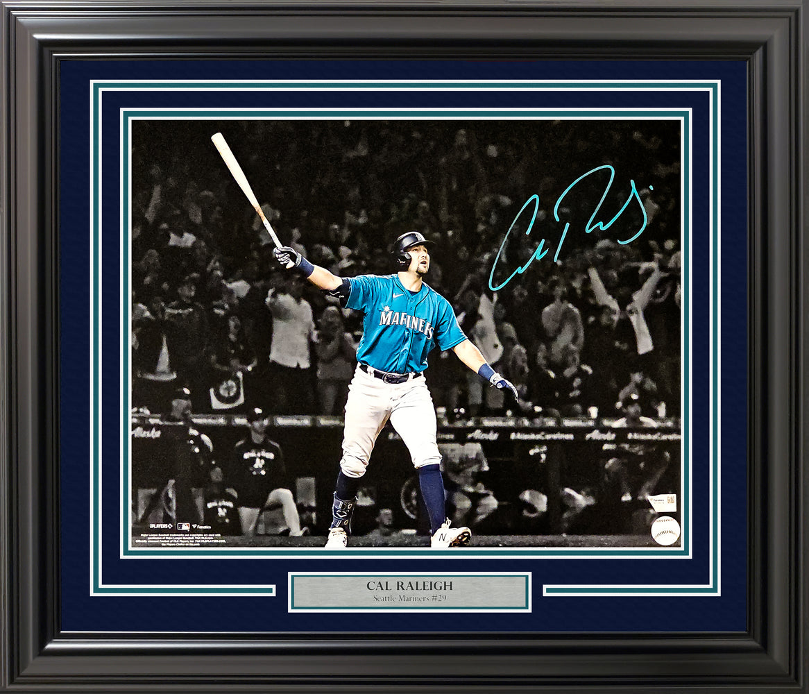 Cal Raleigh Autographed Framed 16x20 Photo Seattle Mariners Fanatics Holo