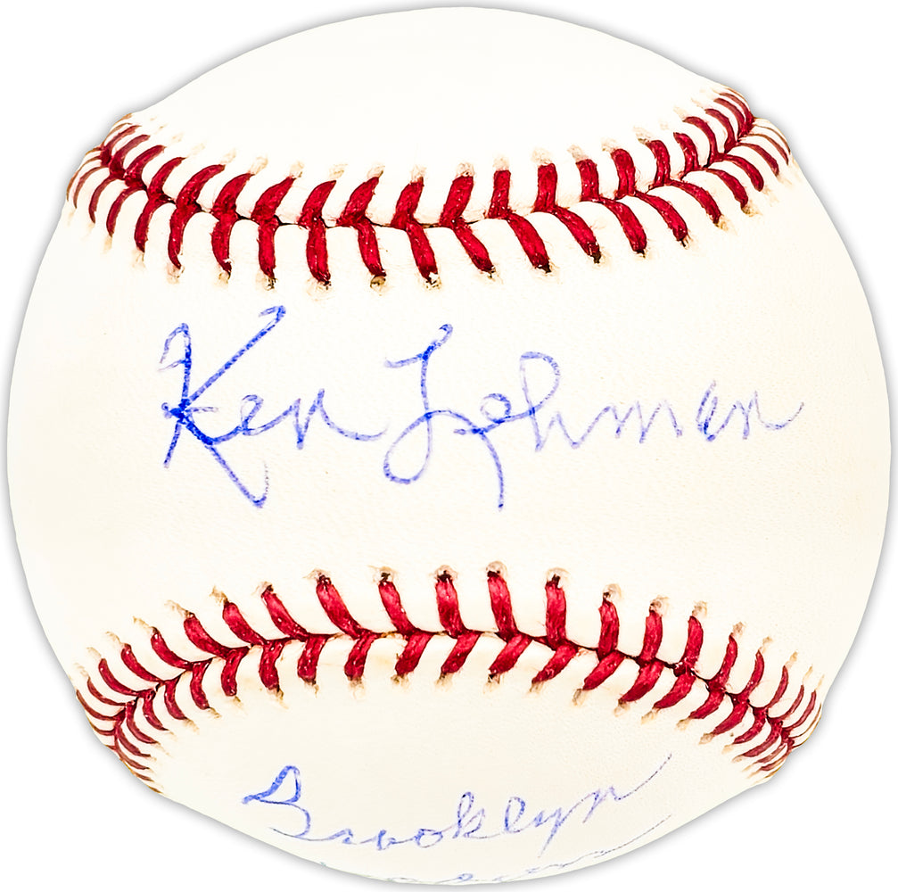 Ken Lehman Autographed Official MLB Baseball Brooklyn Dodgers Beckett BAS QR #BM25505