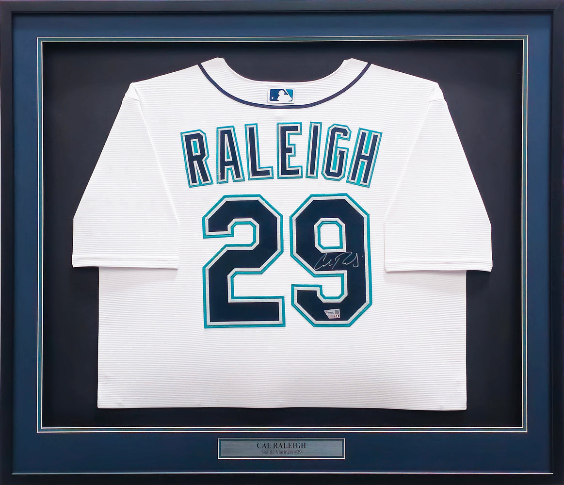 Seattle Mariners Cal Raleigh Autographed Framed White Nike Jersey Fanatics Holo