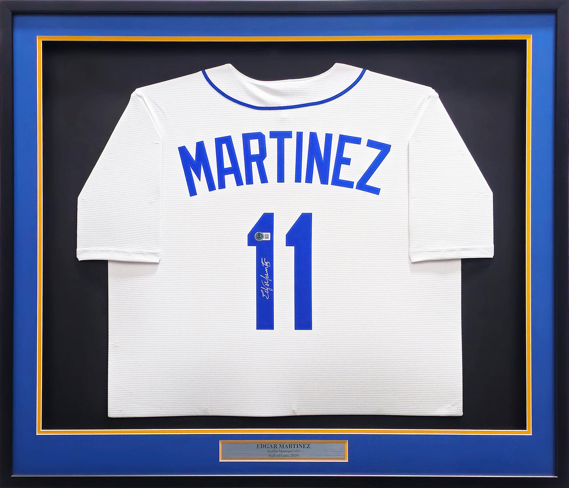 Seattle Mariners Edgar Martinez Autographed Framed White Nike Cooperstown Collection Jersey Beckett BAS Witness