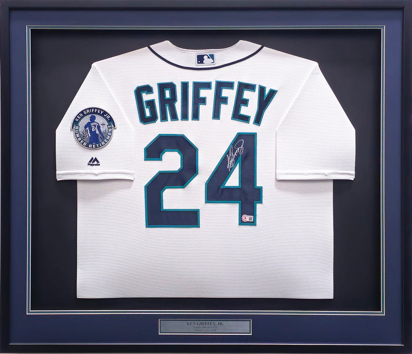 Seattle Mariners Ken Griffey Jr. Autographed Framed White Majestic Cool Base Jersey Beckett BAS QR