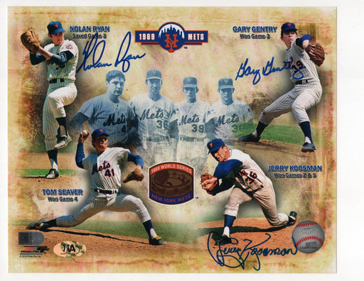 Nolan Ryan, Jerry Koosman and Gary Gentry Signed 8x10 Photo (AIV AA23956)
