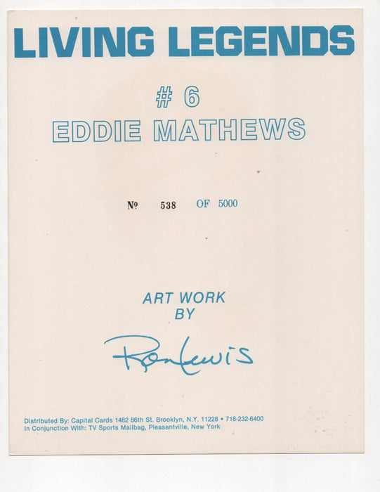 Eddie Mathews Signed Living Legends #538 of 5000 8x10 Photo (AIV AA24144)