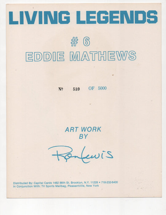 Eddie Mathews Signed Living Legends #539 of 5000 8x10 Photo (AIV AA24145)