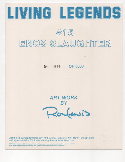 Enos Slaughter Signed Living Legends #4930 of 5000 8x10 Photo (AIV AA24150)