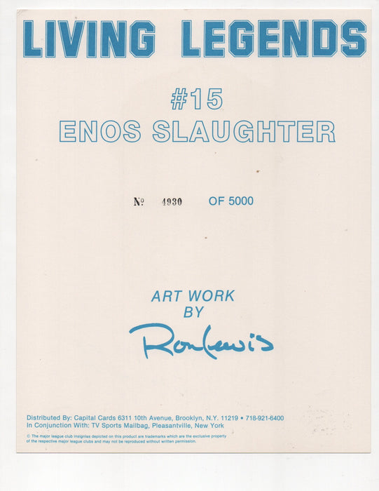 Enos Slaughter Signed Living Legends #4930 of 5000 8x10 Photo (AIV AA24150)