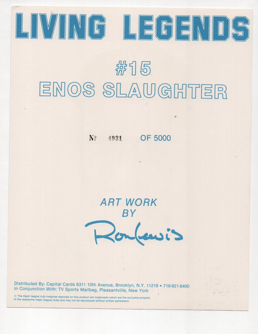 Enos Slaughter Signed Living Legends #4931 of 5000 8x10 Photo (AIV AA24151)