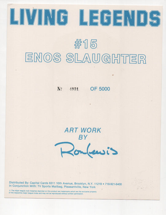 Enos Slaughter Signed Living Legends #4931 of 5000 8x10 Photo (AIV AA24151)