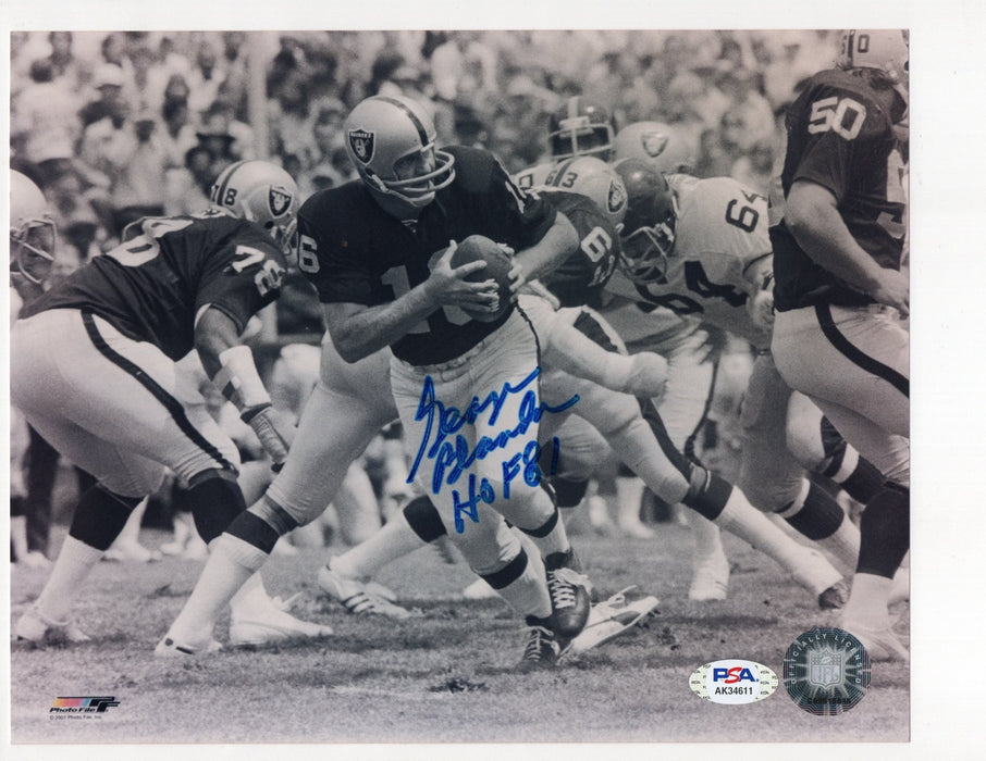 George Blanda Signed Signature and HOF 81 Inscription Inscription 8x10 Photo (PSA AK34611)