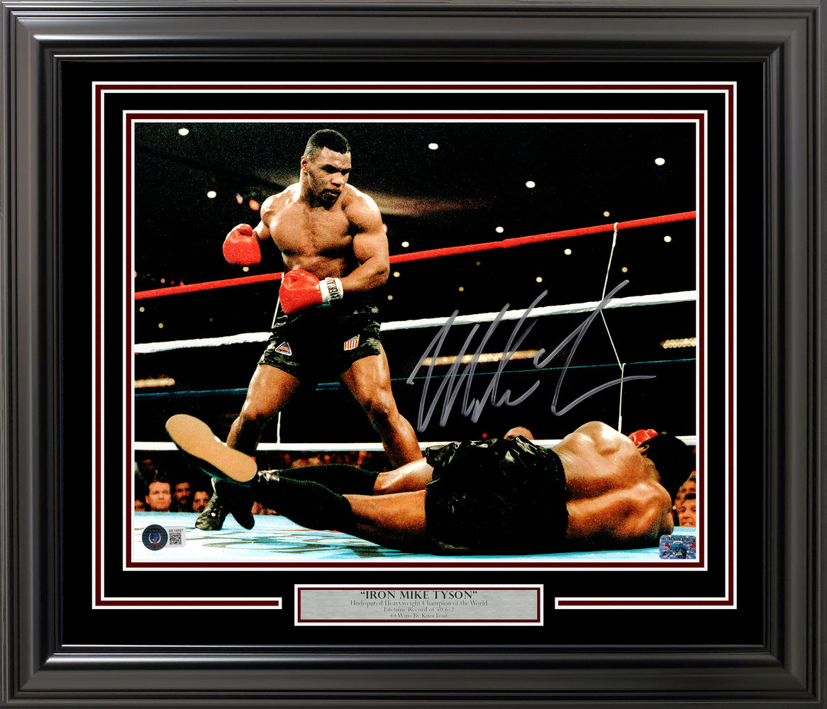 Mike Tyson Autographed Framed 11x14 Photo Standing Over Beckett BAS QR