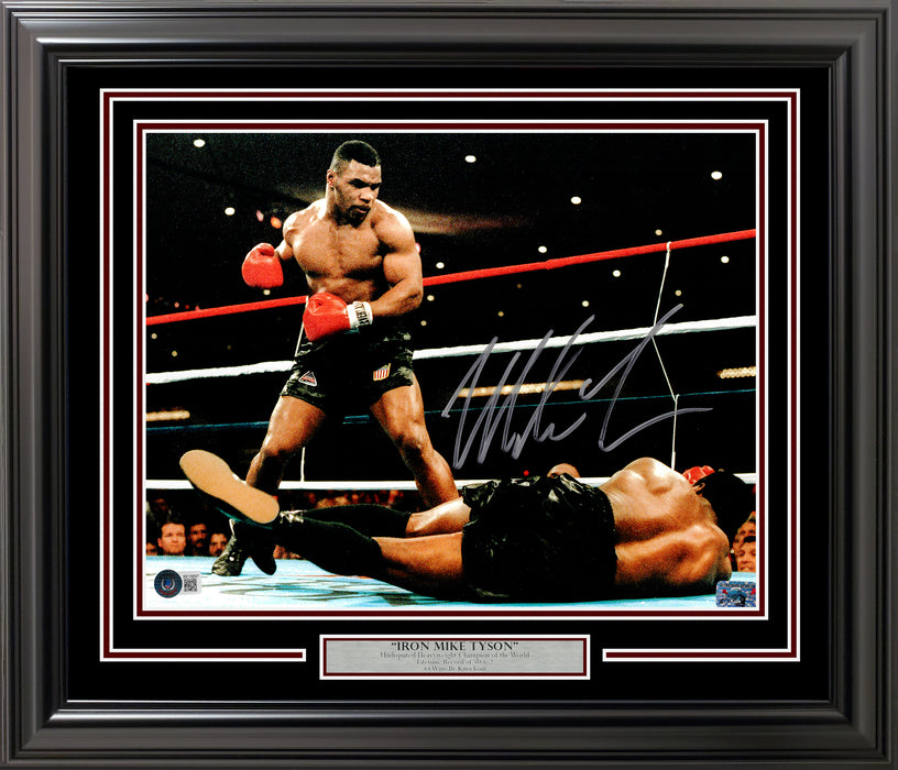 Mike Tyson Autographed Framed 11x14 Photo Standing Over Beckett BAS QR