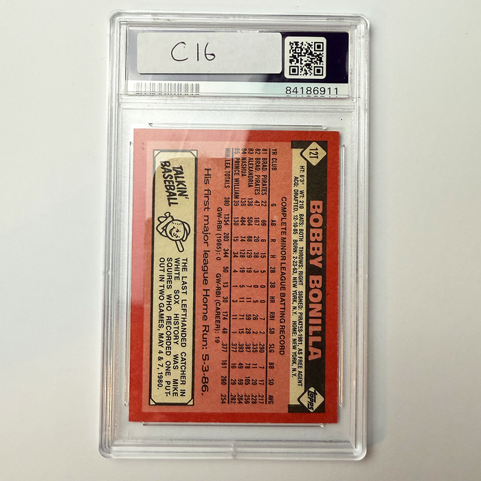 Bobby Bonilla Signed 1986 Topps Traded #12T Rookie With 3 Inscriptions PSA ITP Auto