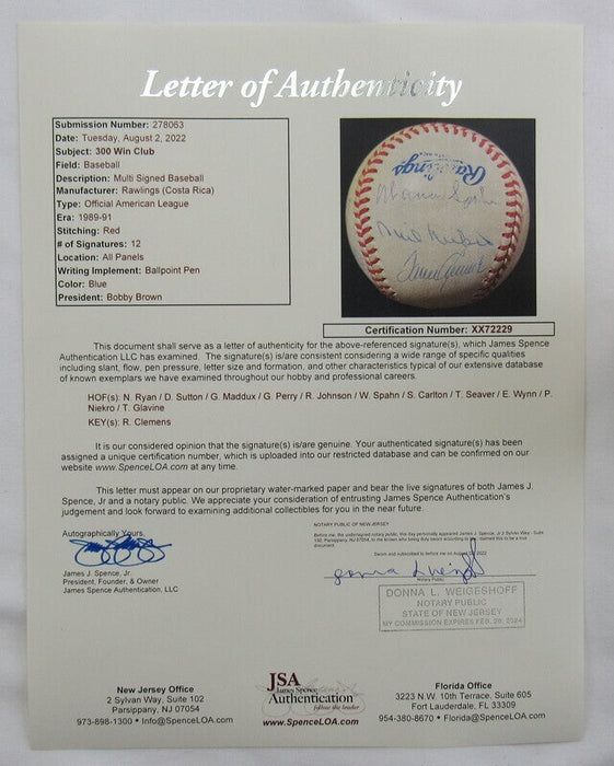 300 Wins Club Signed Baseball Tom Seaver Greg Maddux Randy Johnson +9 JSA XX72229