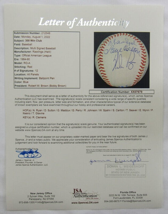 300 Wins Club Signed Baseball Tom Seaver Greg Maddux Randy Johnson +9 JSA XX07679