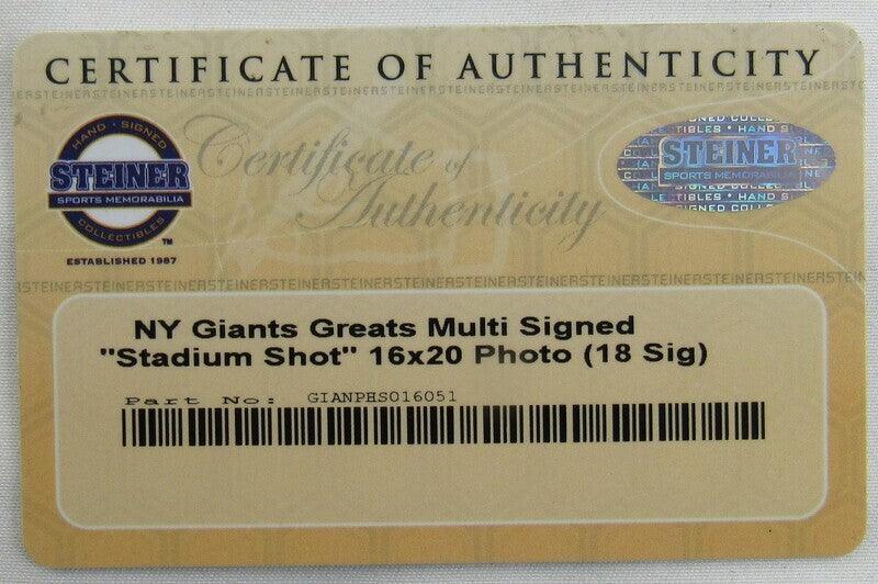 Giants Legends Signed 16x20 Photo Steiner COA - RSA