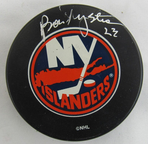 Bob Nystrom Signed Islanders Logo Hockey Puck JSA AM86972