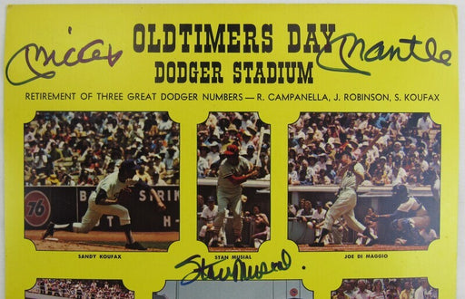 Mickey Mantle Stan Musial Signed Oldtimers Day 8.5x11 Poster JSA LOA
