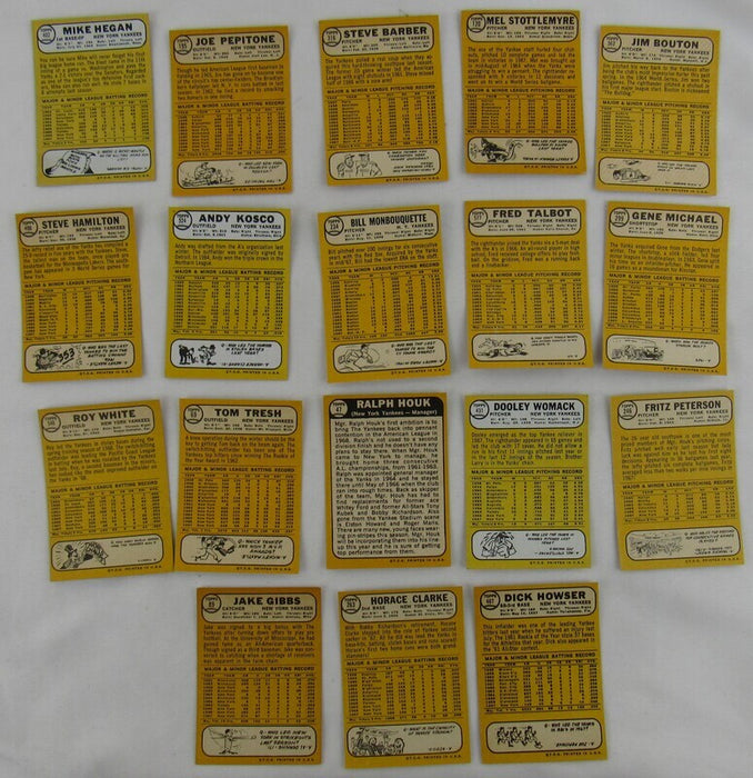 1968 Vintage Topps Baseball 18 Yankees Card Lot 18 Total
