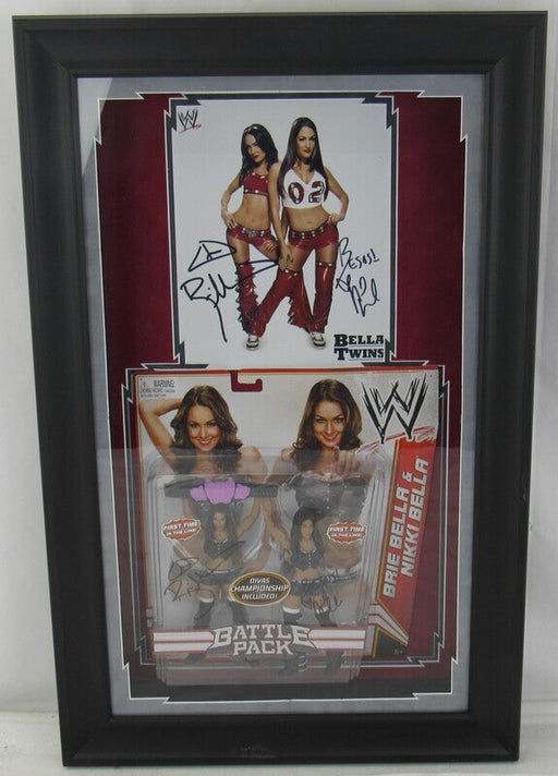 Nikki & Brie The Bella Twins Signed Framed Figures & Photo JSA AS04962