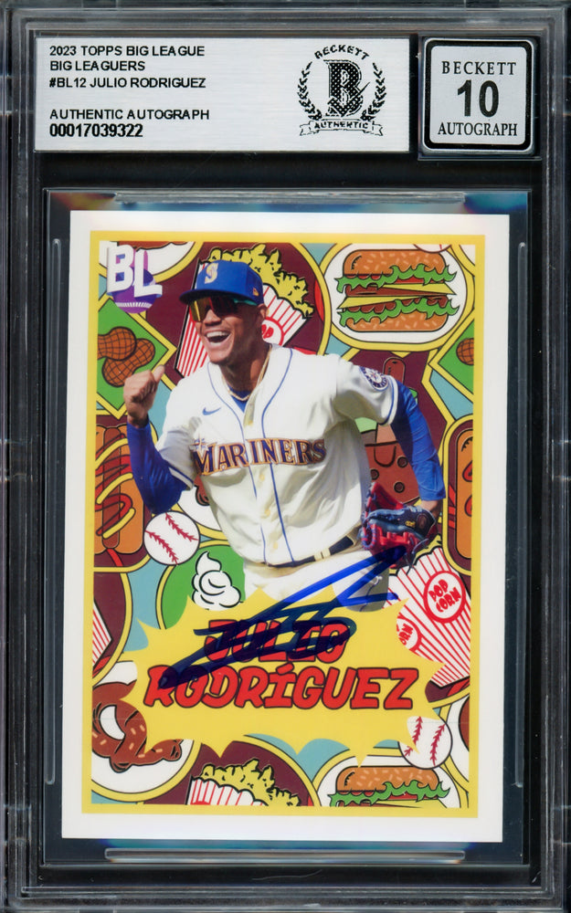 Julio Rodriguez Autographed 2023 Topps Big League Card #BL-12 Seattle Mariners Auto Grade Gem Mint 10 Beckett BAS #17039322