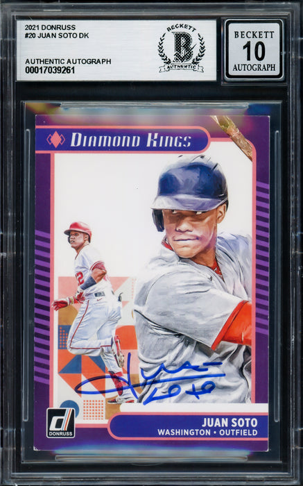 Juan Soto Autographed 2021 Donruss Diamond Kings Card #20 New York Yankees Auto Grade Gem Mint 10 Beckett BAS #17039261
