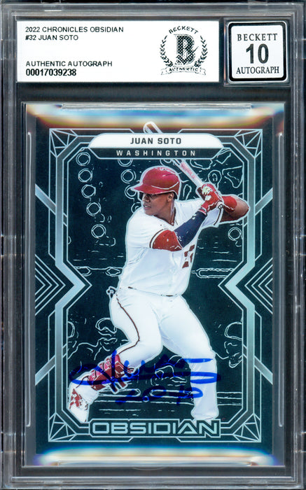 Juan Soto Autographed 2022 Panini Obsidian Card #32 New York Yankees Auto Grade Gem Mint 10 Beckett BAS #17039238