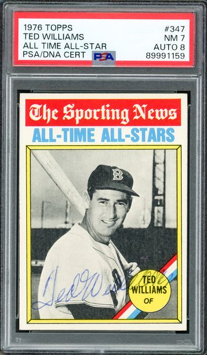 Ted Williams Autographed 1976 Topps Card #347 Boston Red Sox PSA 7 Auto Grade Near Mint/Mint 8 PSA/DNA #89991159