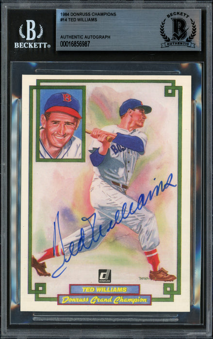 Ted Williams Autographed 1984 Donruss Grand Champions Card #14 Boston Red Sox Beckett BAS #16856987