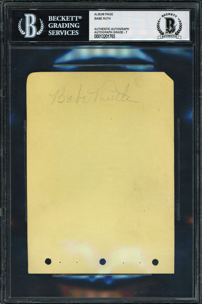 Babe Ruth Autographed 4x6 Album Page New York Yankees Beckett BAS #13201765