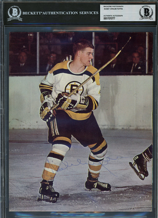 Bobby Orr & Jim Pappin Autographed 8x10 Magazine Page Photo Boston Bruins Vintage Signature Beckett BAS #17070777