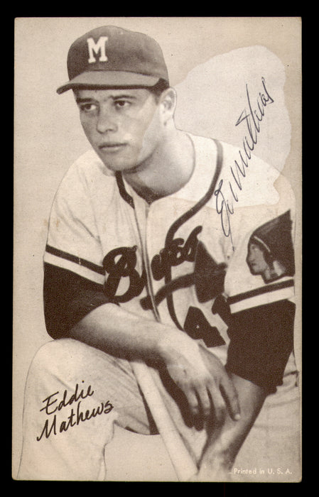 Eddie Mathews Autographed 1947-66 Exhibit Card Milwaukee Braves