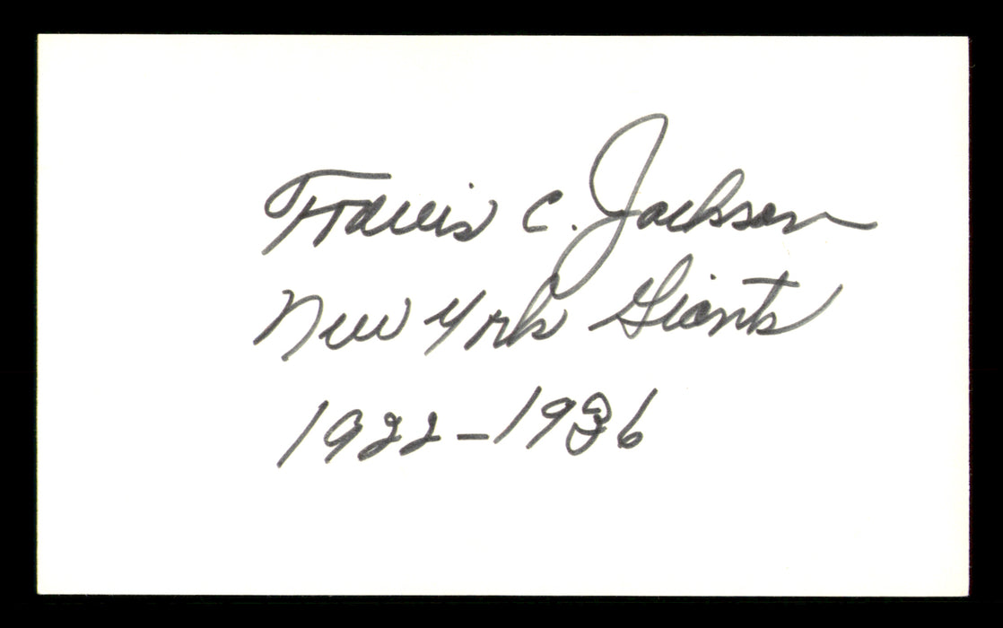 Travis Jackson Autographed 3x5 Index Card New York Giants "New York Giants 1922-1936"