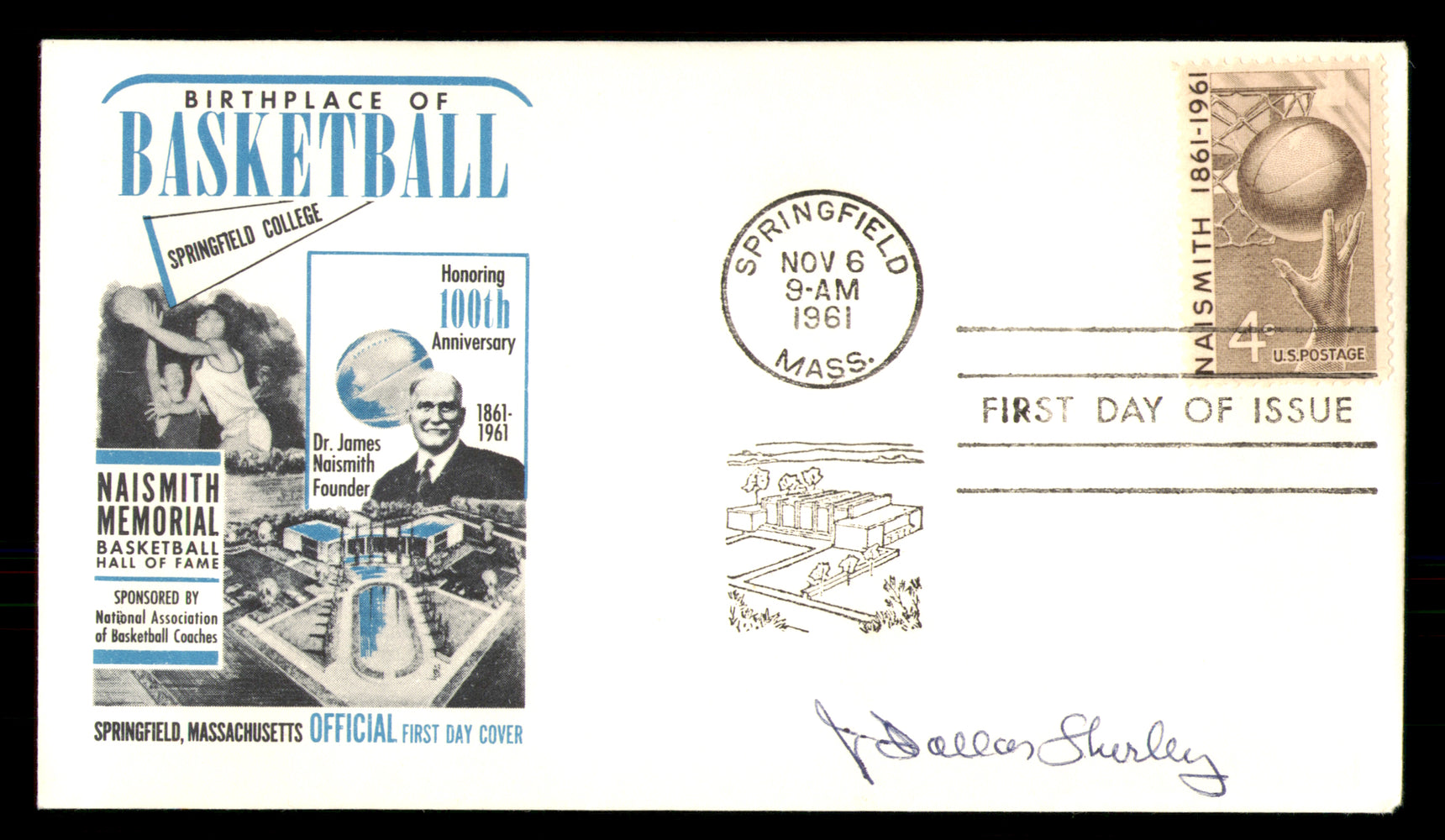 Dallas Shirley Autographed 1961 First Day Cover NBA Referee
