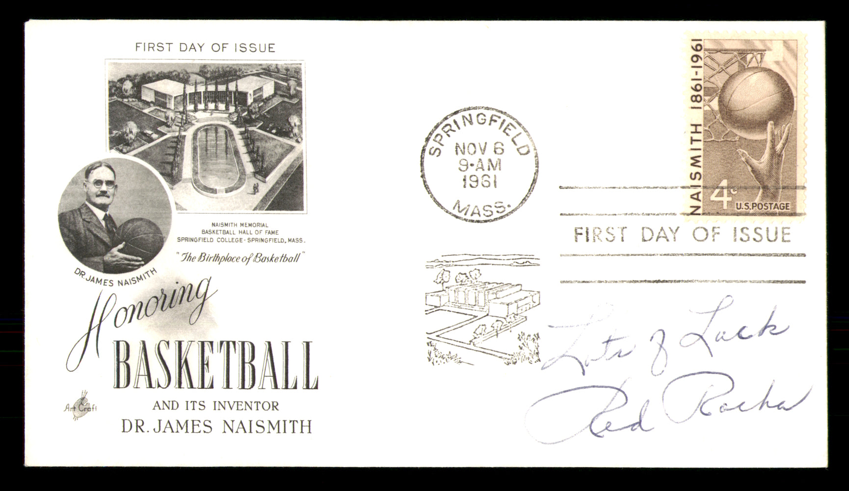 Red Rocha Autographed 1961 First Day Cover Syracuse Nationals "Lots of Luck"