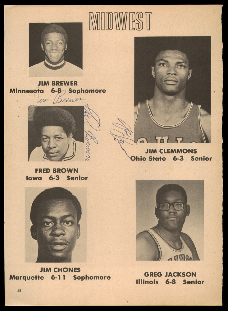 Fred Brown, Jim Brewer & Jim Cleamons Autographed Magazine Page