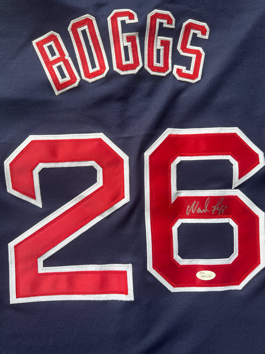 Wade Boggs Signed Boston Navy Baseball Jersey Silver Ink (JSA)