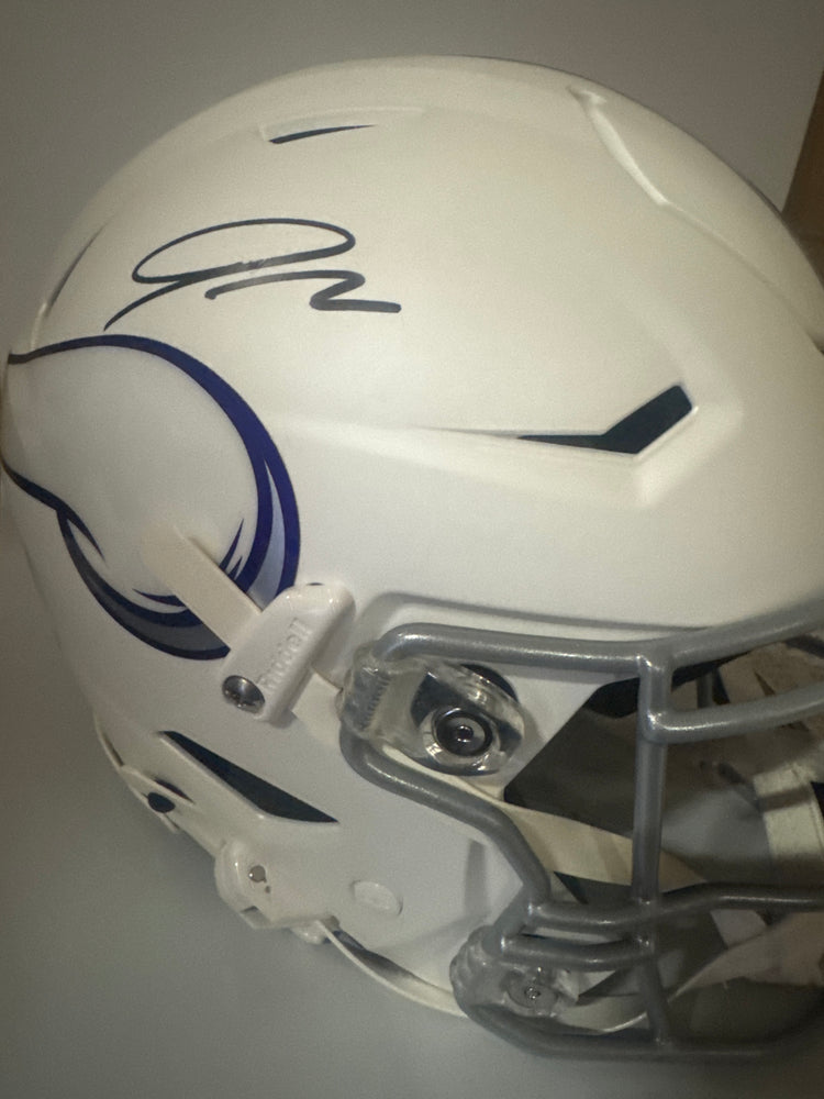 Jordan Addison Signed Minnesota Vikings Alt 2024 SpeedFlex Full-Size Replica Football Helmet (JSA)