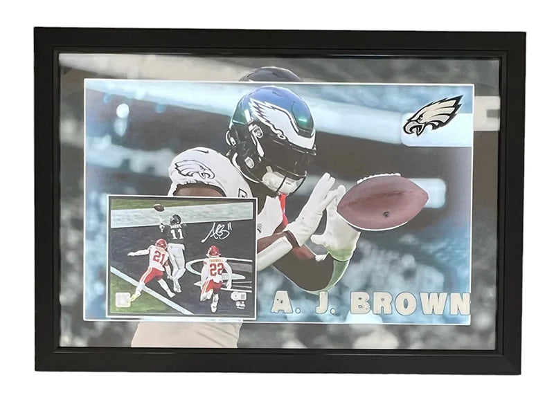 AJ Brown Signed Philadelphia 3D Light Up Framed Football 33x23 Photo (Beckett)