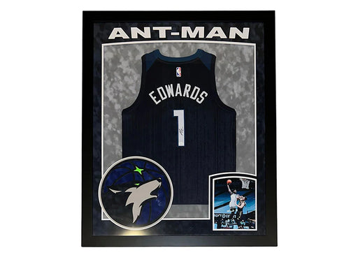 Anthony Edwards Signed Minnesota Framed Basketball Jersey (JSA)