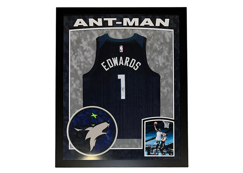 Anthony Edwards Signed Minnesota Framed Basketball Jersey (JSA)