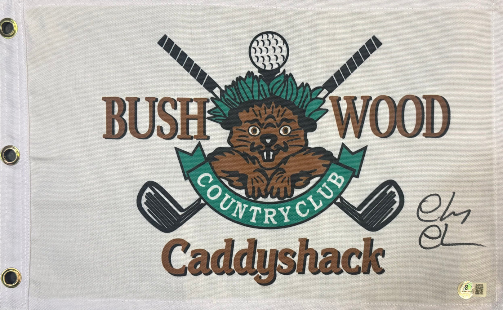 Chevy Chase Signed Golf Flag Caddyshack Bushwood Country Club (Beckett)