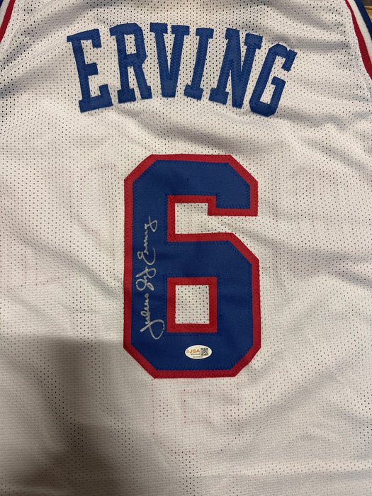 Julius Erving Signed Philadelphia White Basketball Jersey (JSA)