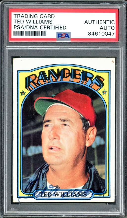 Ted Williams Autographed 1972 Topps Card #510 Texas Rangers PSA/DNA #84610047