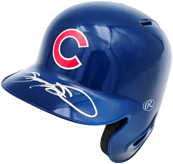Sammy Sosa Autographed Chicago Cubs Blue Mini Helmet Beckett BAS Witness